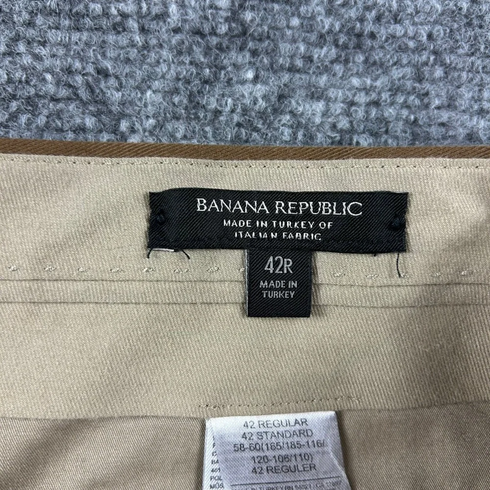 Banana Republic Dress Pants Mens 42R Brown Italian‎ Fabric Emmetex Cotton Linen